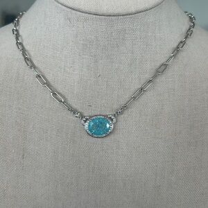 Bomb Party OG “Wild Heart Unbroken “ Blue Topaz Ice Crystal Necklace
